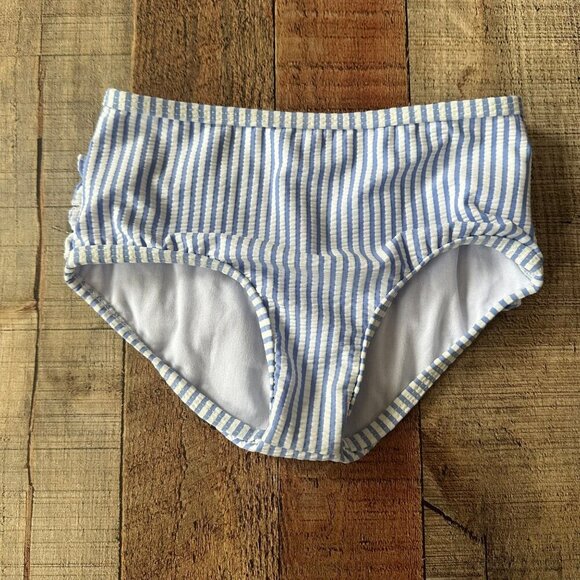 RuffleButts Girls Striped Ruffle Swim Bottoms Size 5 Blue White Polyester/Nylon - Picture 1 of 6